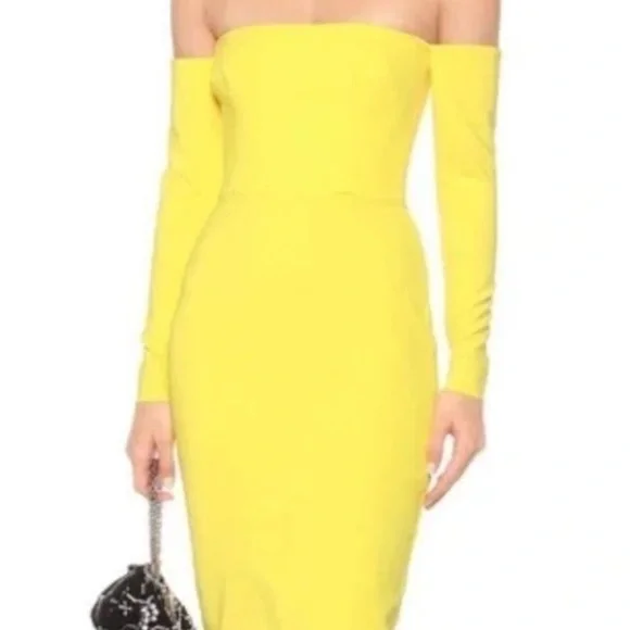 Alex Perry Vibrant Yellow Long Sleeve Dress 4 - Picture 4 of 8